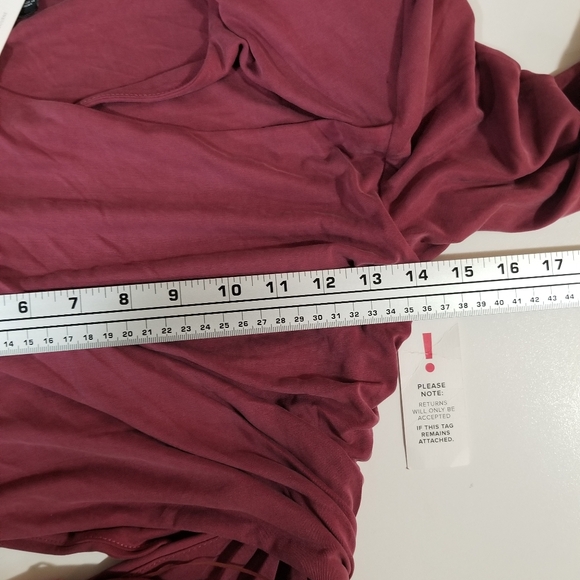 Bardot Ruched Cutout Mini Dress Long Sleeve Rosewood Size 6 - Picture 7 of 11